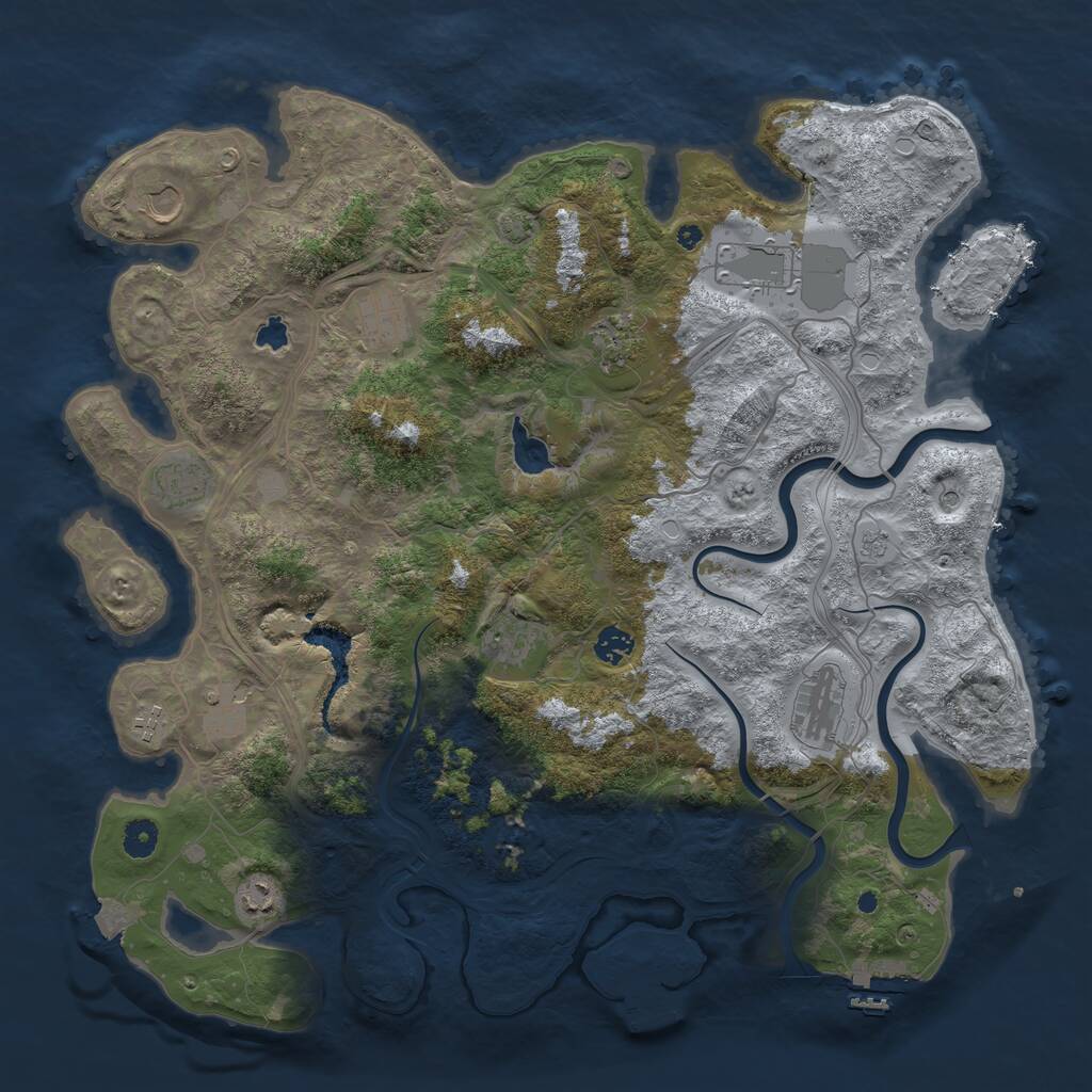 Rust Map: Procedural Map, Size: 4400, Seed: 42693321, 17 Monuments