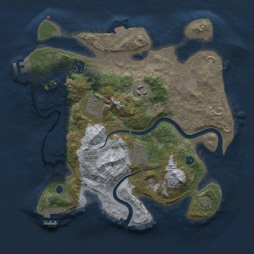 Rust Map: Procedural Map, Size: 3000, Seed: 2094124150, 10 Monuments