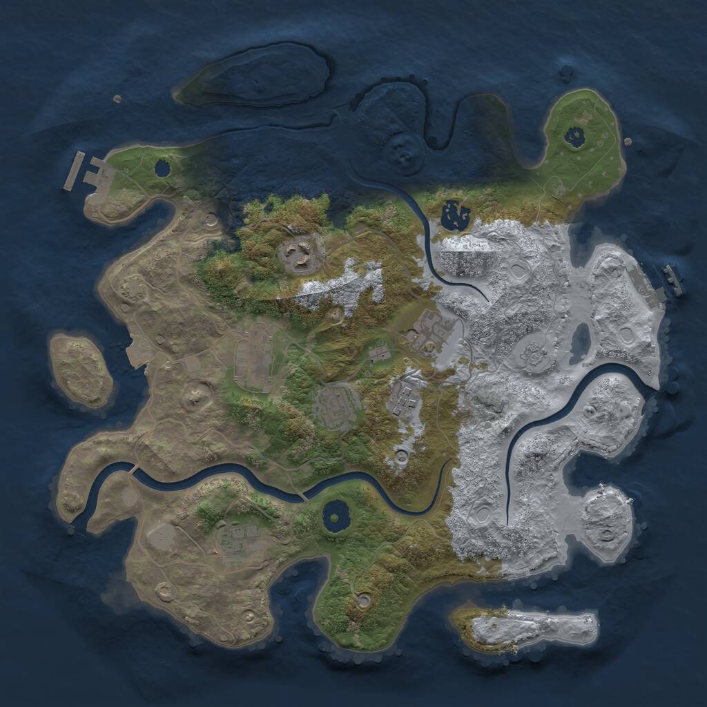 Rust Map: Procedural Map, Size: 3500, Seed: 76395200, 13 Monuments