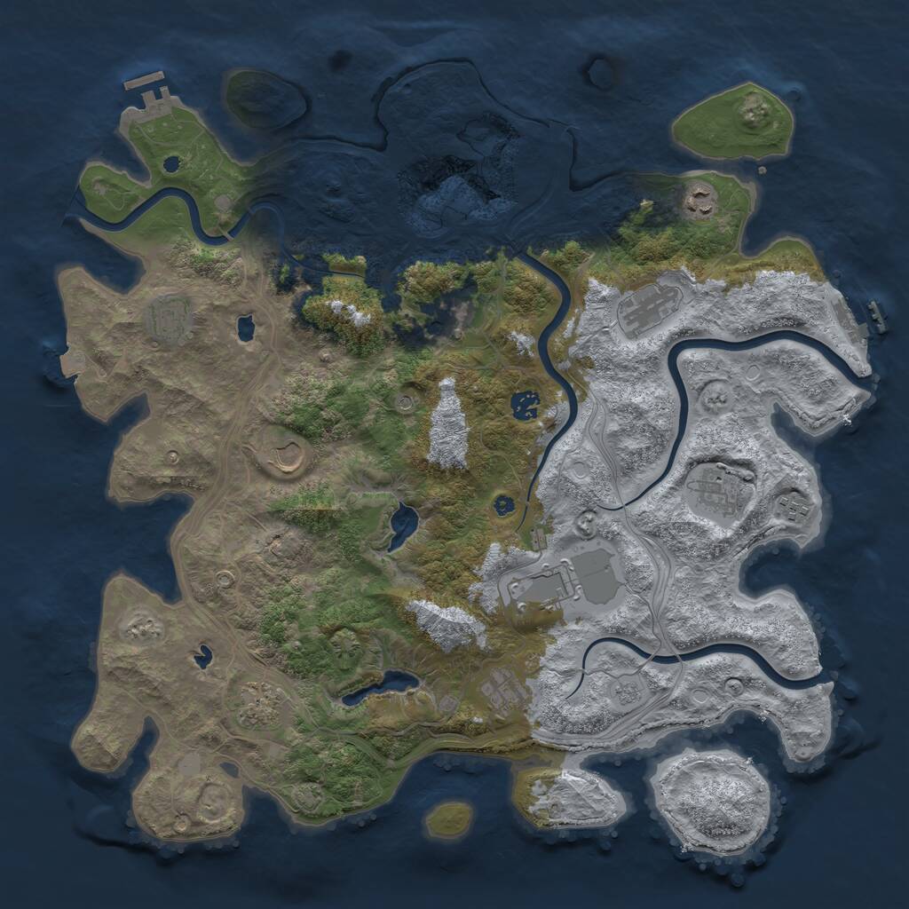 Rust Map: Procedural Map, Size: 4500, Seed: 1804207563, 17 Monuments