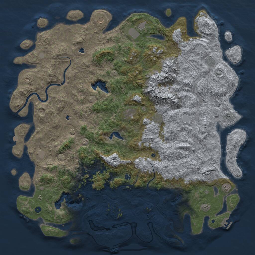 Rust Map: Procedural Map, Size: 6000, Seed: 1687816318, 17 Monuments