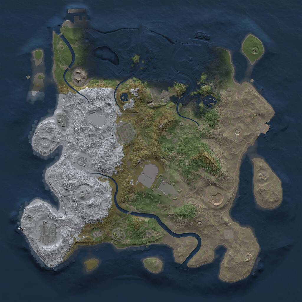 Rust Map: Procedural Map, Size: 3500, Seed: 648270, 14 Monuments