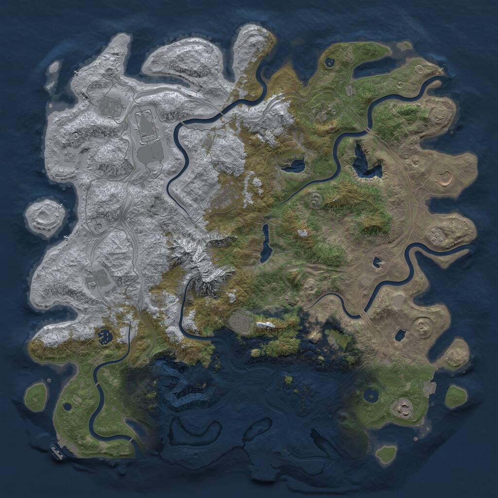 Rust Map: Procedural Map, Size: 5000, Seed: 932729595, 17 Monuments