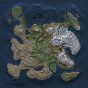Thumbnail Rust Map: Procedural Map, Size: 3000, Seed: 1597246037, 11 Monuments
