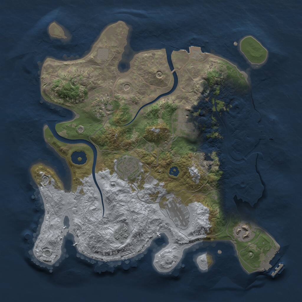Rust Map: Procedural Map, Size: 3000, Seed: 387781, 11 Monuments