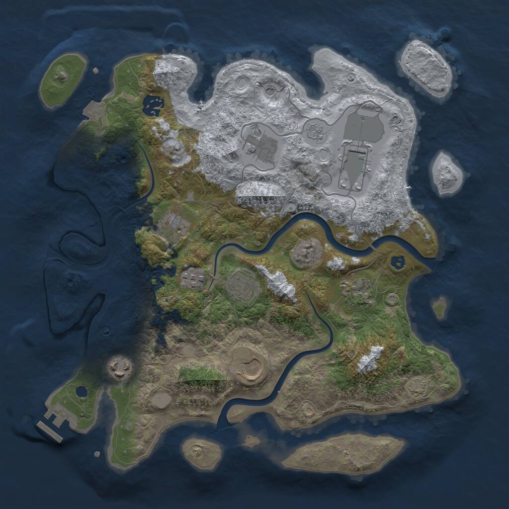 Rust Map: Procedural Map, Size: 3500, Seed: 1590471386, 14 Monuments