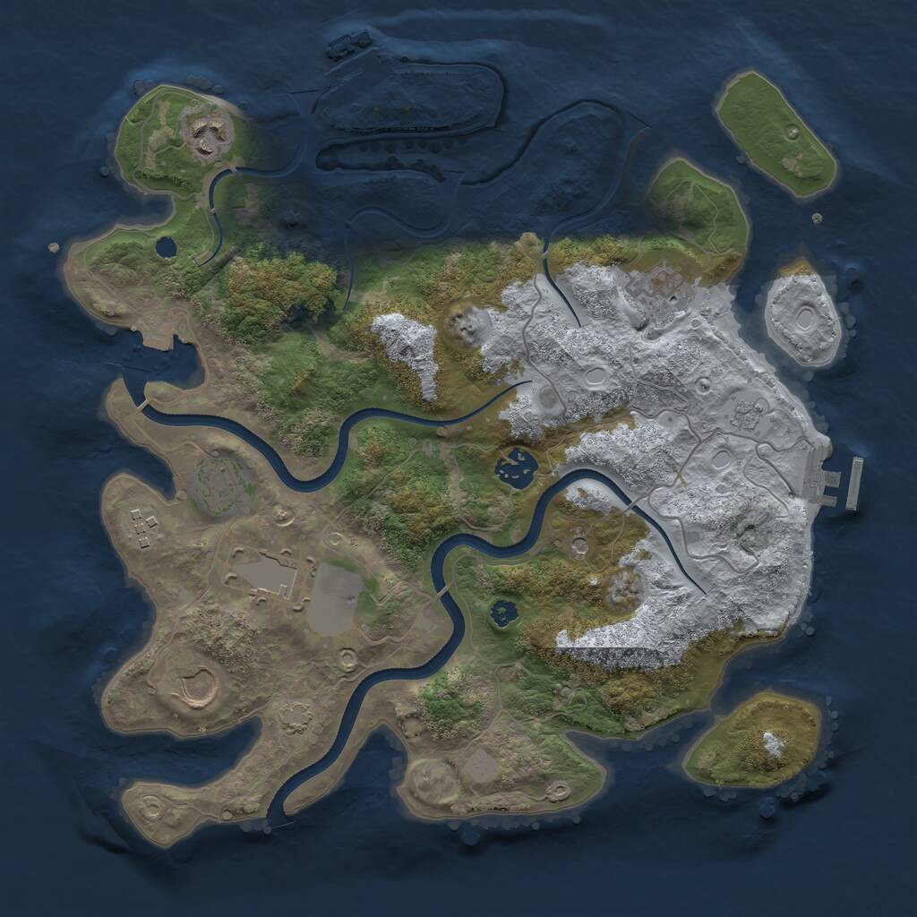 Rust Map: Procedural Map, Size: 3500, Seed: 1364929867, 13 Monuments