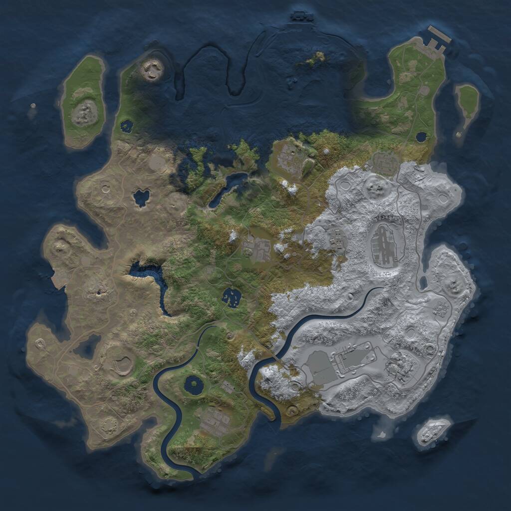 Rust Map: Procedural Map, Size: 4000, Seed: 713865318, 17 Monuments