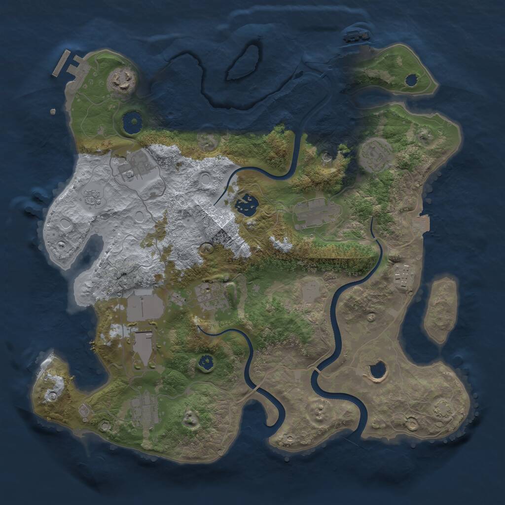 Rust Map: Procedural Map, Size: 3500, Seed: 1288889509, 16 Monuments