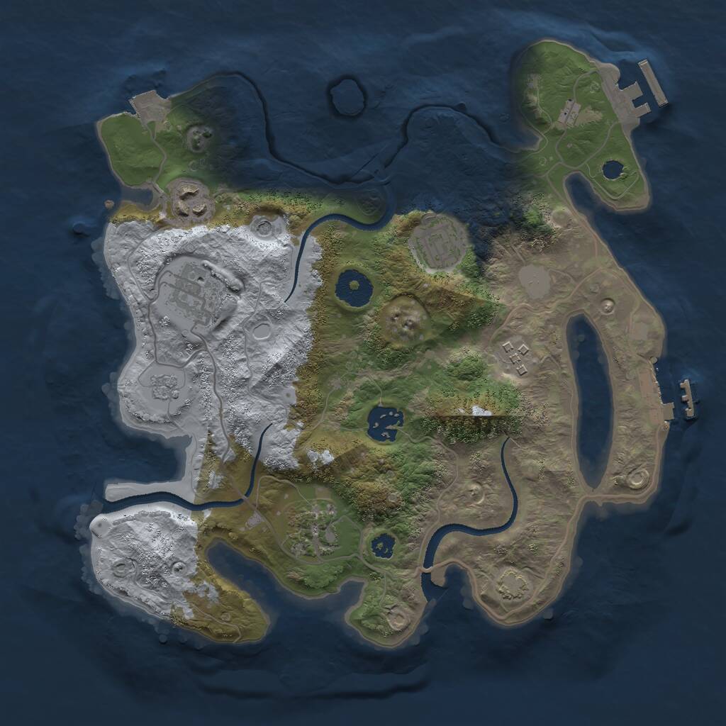 Rust Map: Procedural Map, Size: 3000, Seed: 1254124123, 12 Monuments