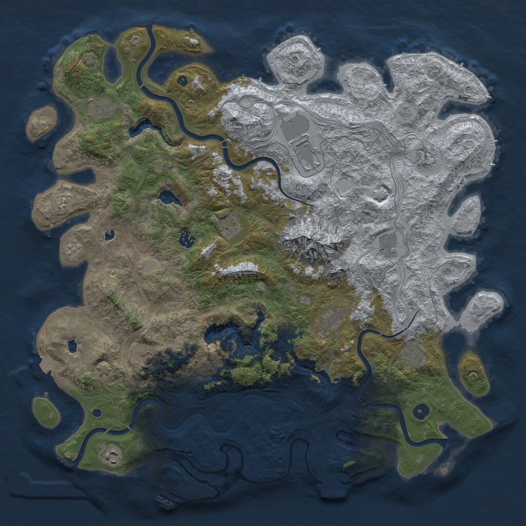 Rust Map: Procedural Map, Size: 5000, Seed: 989282507, 17 Monuments