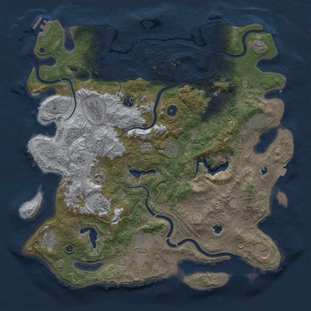 Rust Map: Procedural Map, Size: 4500, Seed: 239149894, 17 Monuments