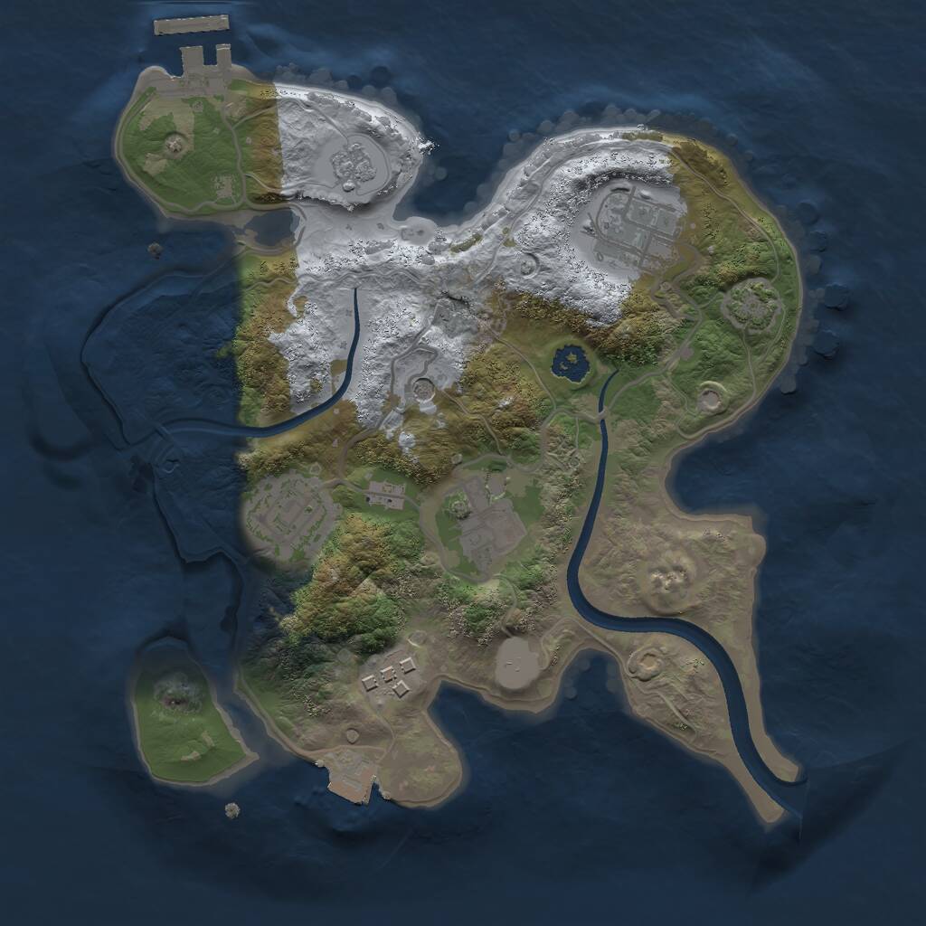 Rust Map: Procedural Map, Size: 2500, Seed: 406133424, 9 Monuments