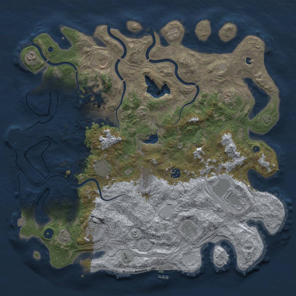 Rust Map: Procedural Map, Size: 4450, Seed: 1671341792, 16 Monuments