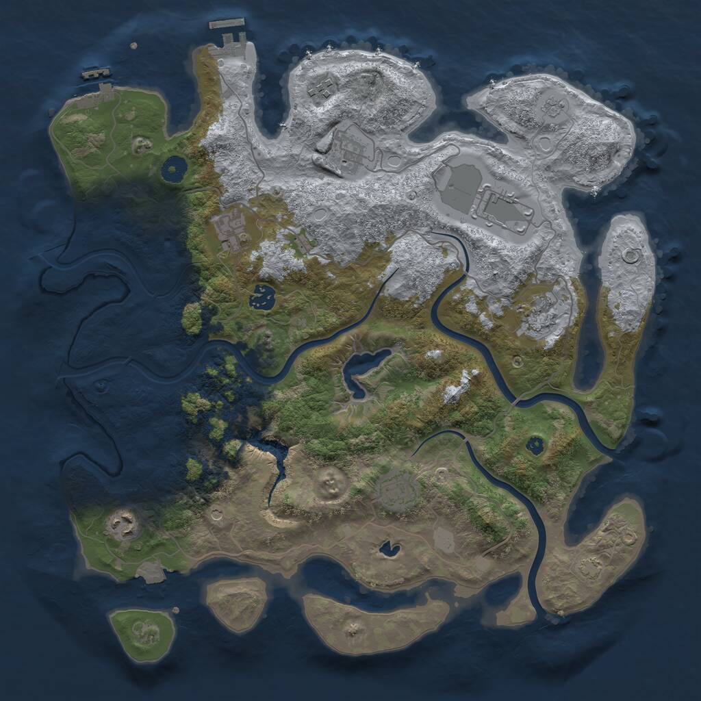 Rust Map: Procedural Map, Size: 4000, Seed: 1264355395, 14 Monuments