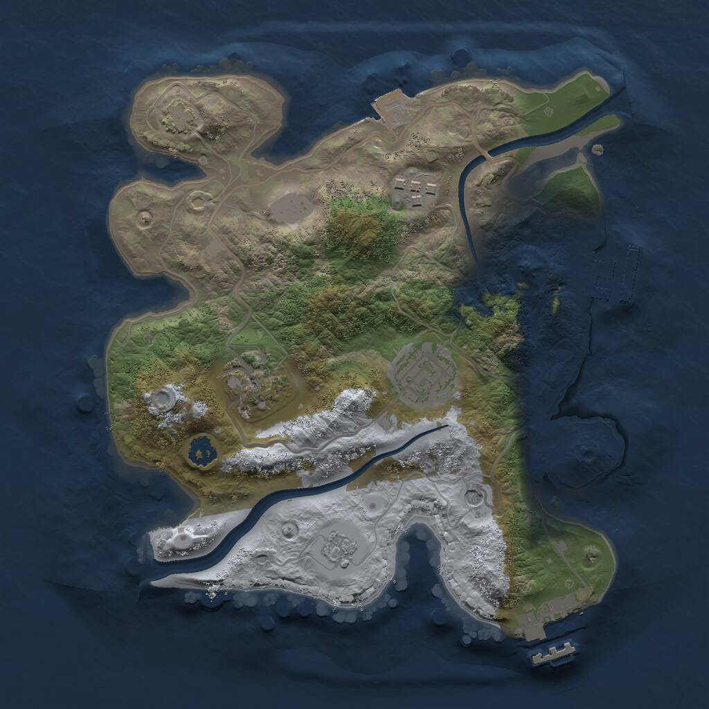 Rust Map: Procedural Map, Size: 2500, Seed: 716147460, 9 Monuments