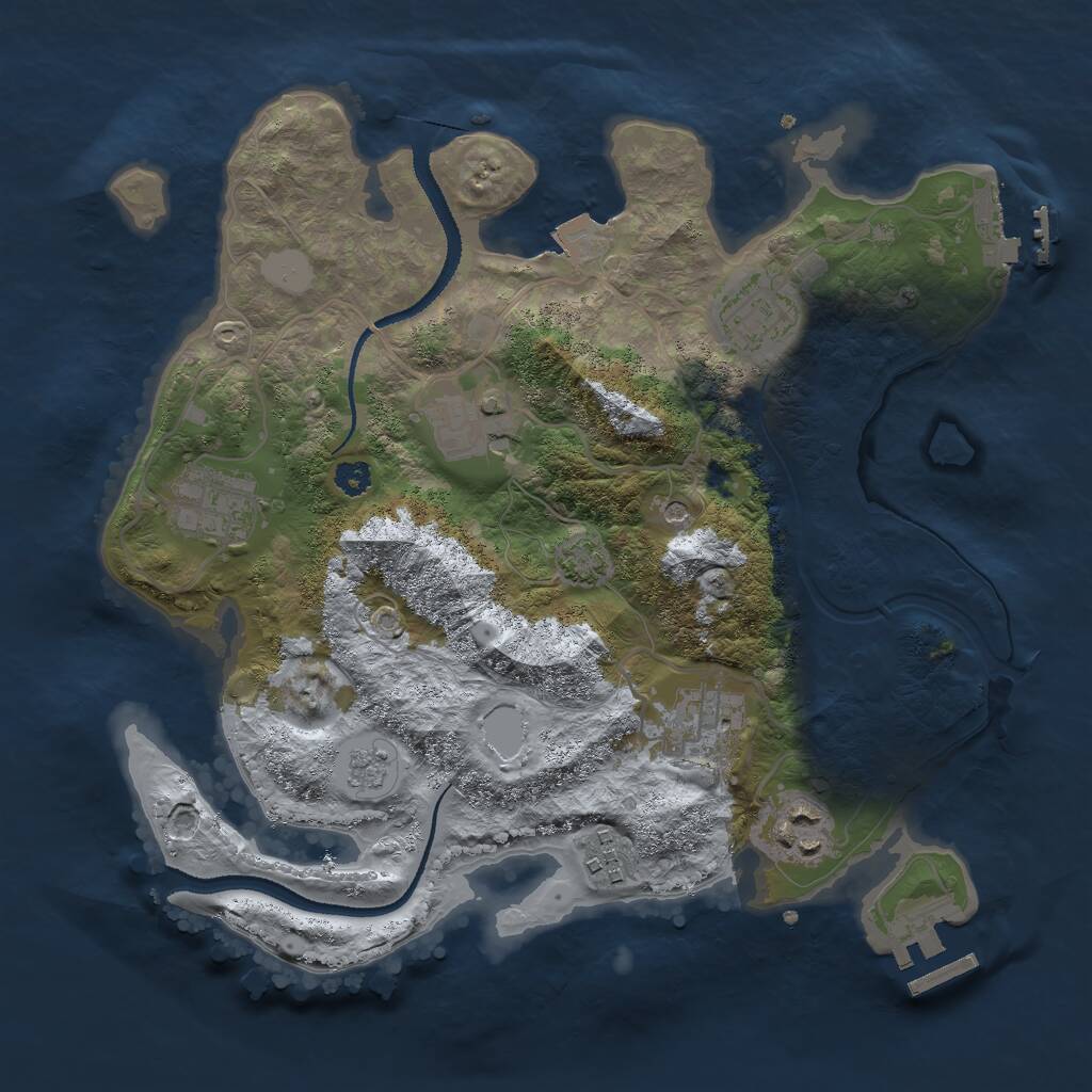 Rust Map: Procedural Map, Size: 3000, Seed: 258734231, 12 Monuments