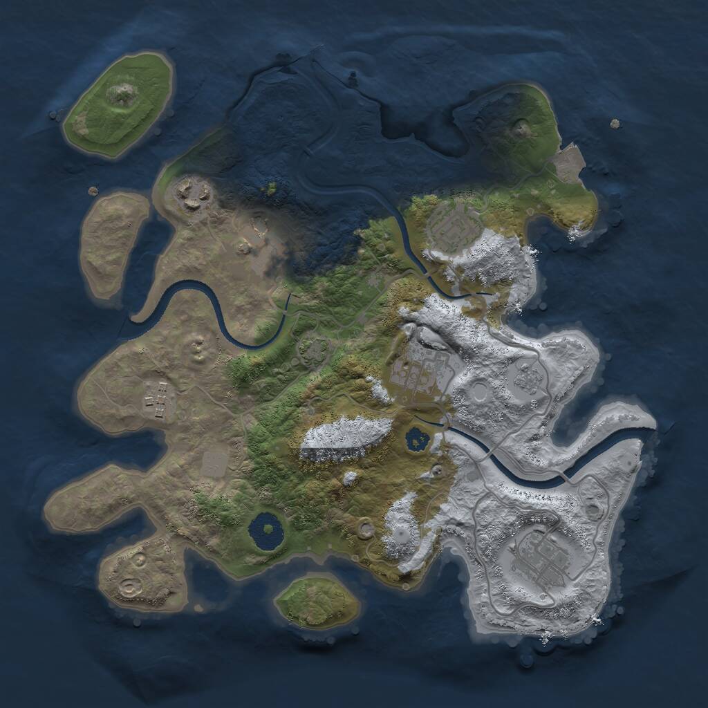Rust Map: Procedural Map, Size: 3000, Seed: 12174, 9 Monuments