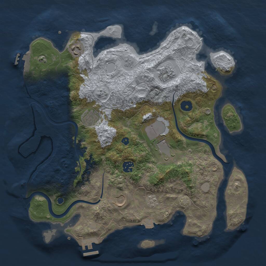 Rust Map: Procedural Map, Size: 3500, Seed: 464266, 13 Monuments