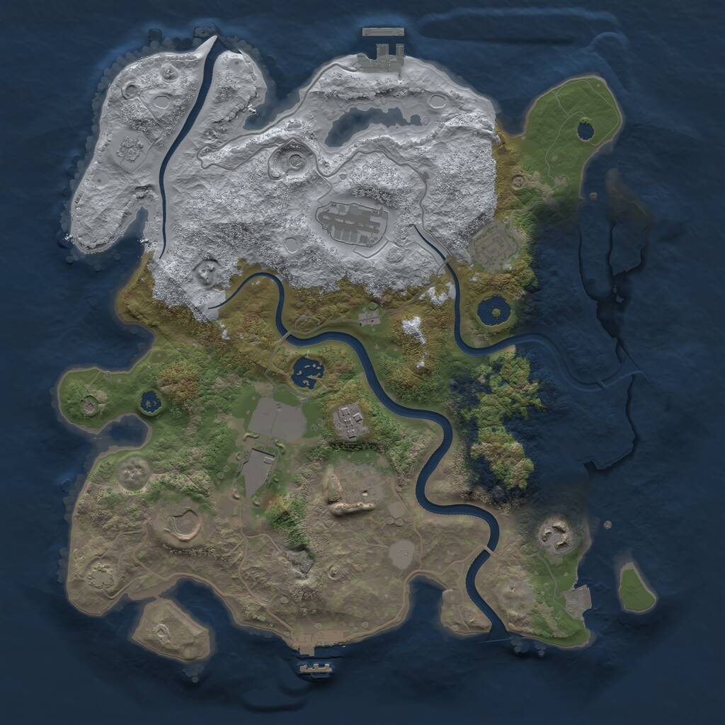 Rust Map: Procedural Map, Size: 3500, Seed: 1922360363, 14 Monuments