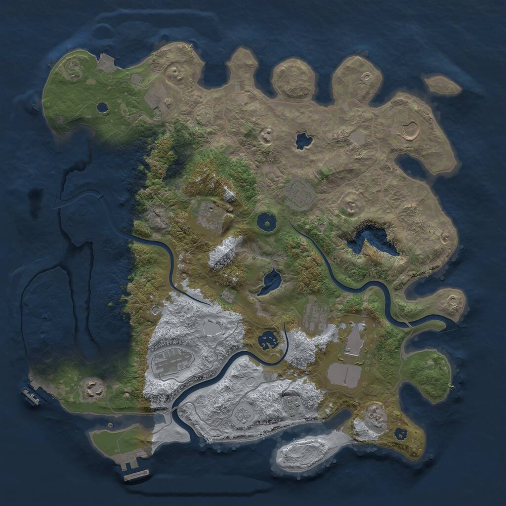 Rust Map: Procedural Map, Size: 4000, Seed: 563985573, 16 Monuments