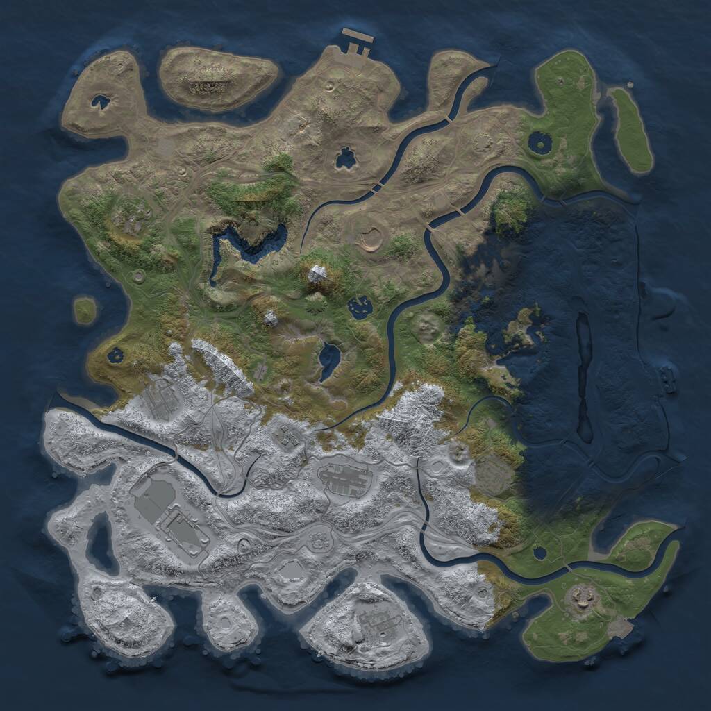 Rust Map: Procedural Map, Size: 4500, Seed: 2073530743, 17 Monuments