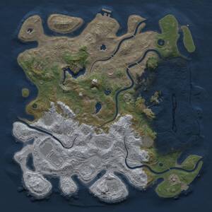Thumbnail Rust Map: Procedural Map, Size: 4500, Seed: 2073530743, 17 Monuments
