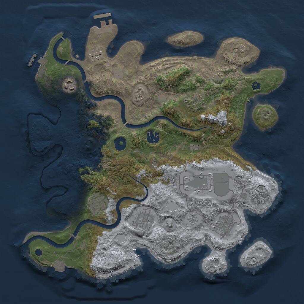 Rust Map: Procedural Map, Size: 3500, Seed: 1955779541, 14 Monuments