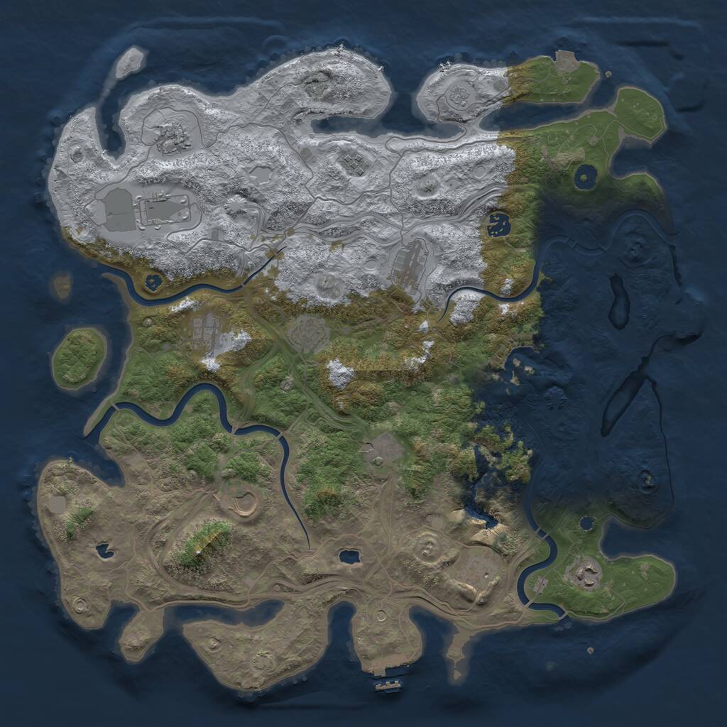 Rust Map: Procedural Map, Size: 4500, Seed: 1565292286, 17 Monuments