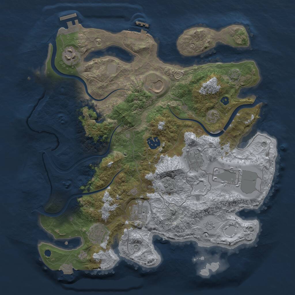 Rust Map: Procedural Map, Size: 3500, Seed: 13039, 14 Monuments