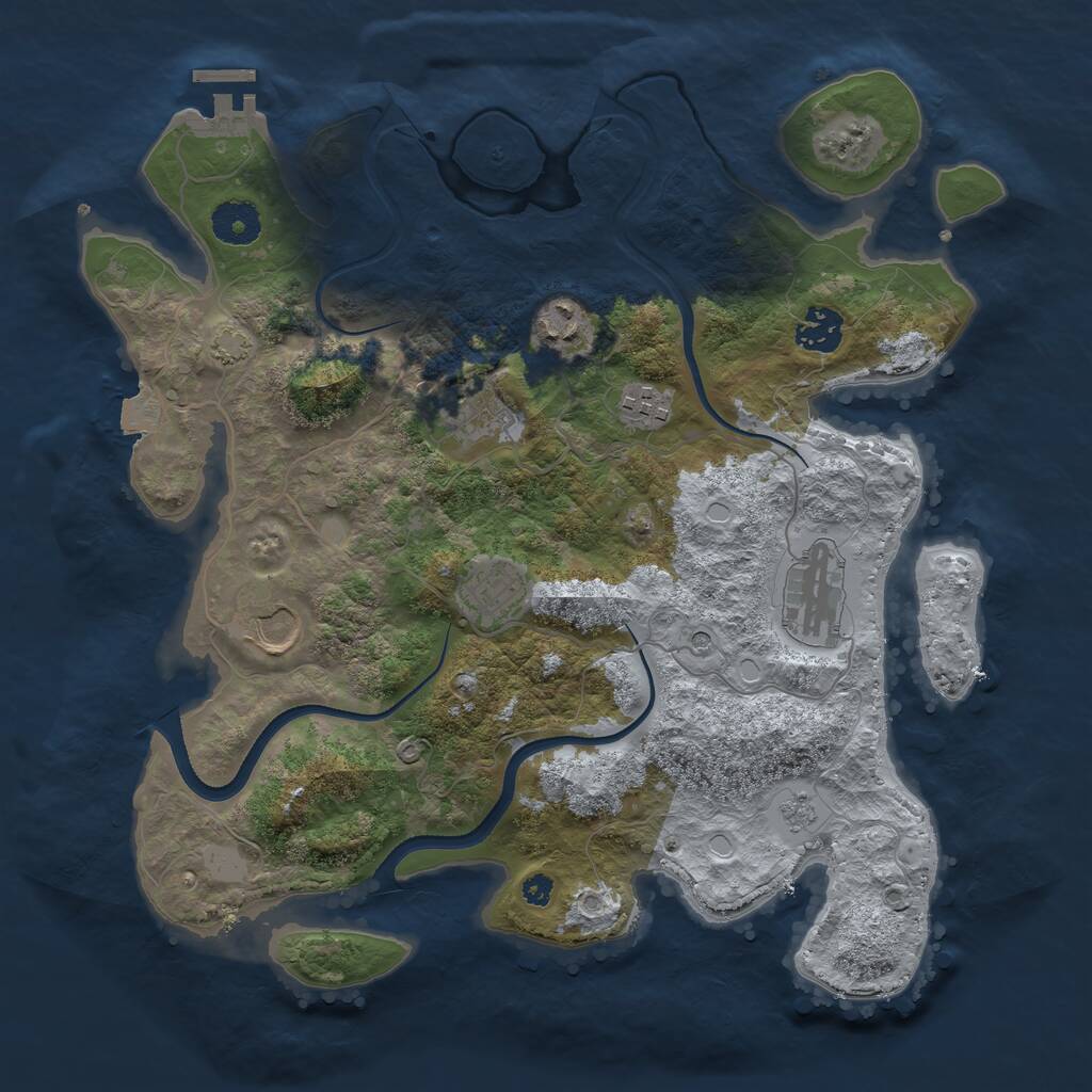 Rust Map: Procedural Map, Size: 3500, Seed: 88668605, 12 Monuments