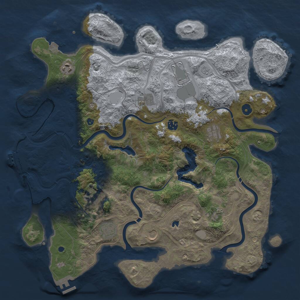 Rust Map: Procedural Map, Size: 4250, Seed: 946406394, 16 Monuments