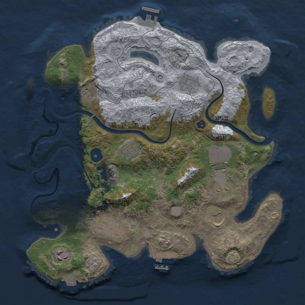 Rust Map: Procedural Map, Size: 3500, Seed: 1433008638, 14 Monuments