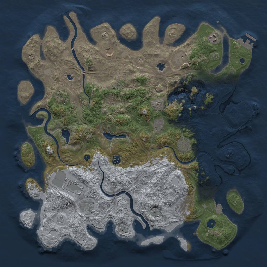 Rust Map: Procedural Map, Size: 4500, Seed: 1947592739, 17 Monuments