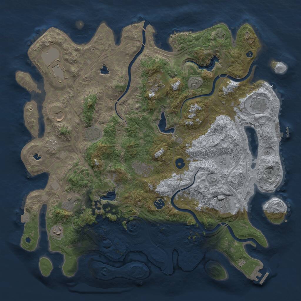 Rust Map: Procedural Map, Size: 4500, Seed: 370790830, 17 Monuments