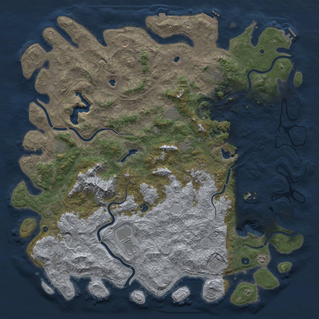 Rust Map: Procedural Map, Size: 6000, Seed: 1058484270, 17 Monuments