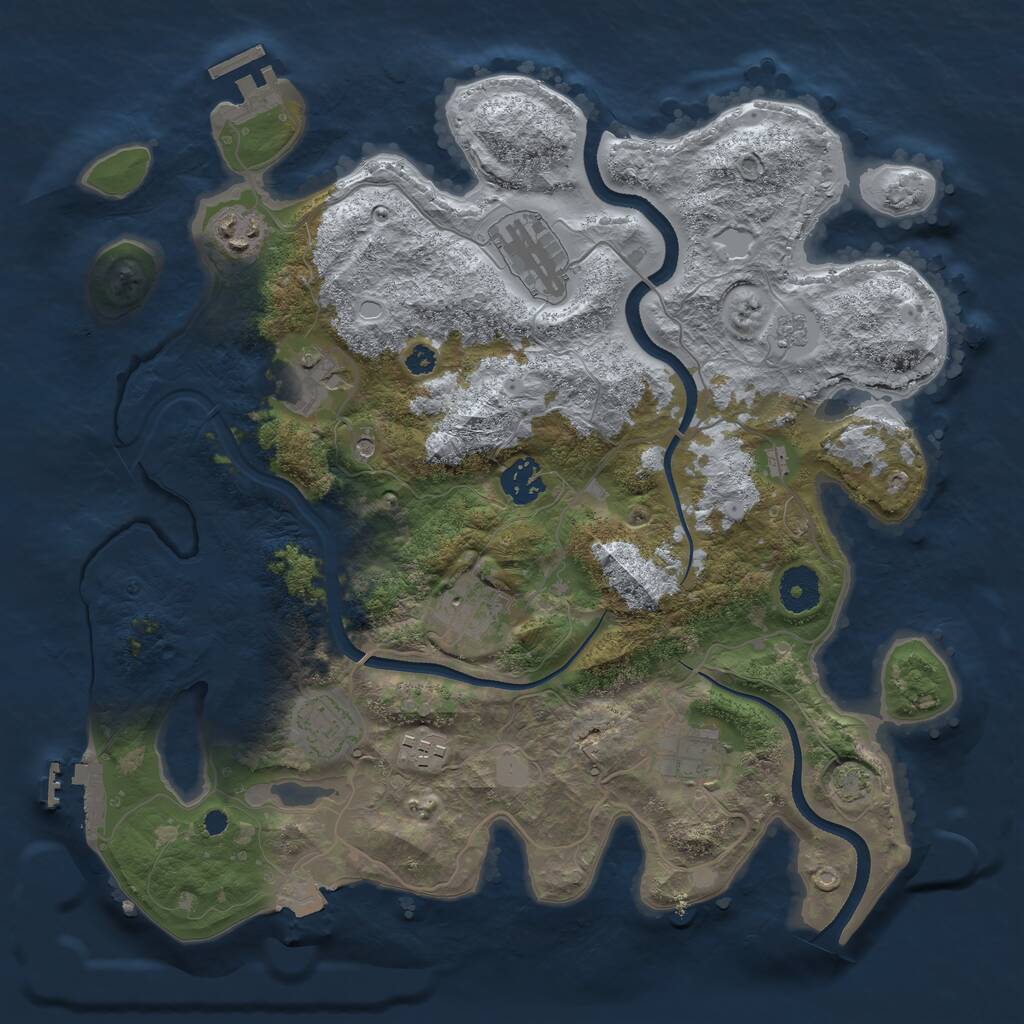 Rust Map: Procedural Map, Size: 3500, Seed: 2121, 14 Monuments