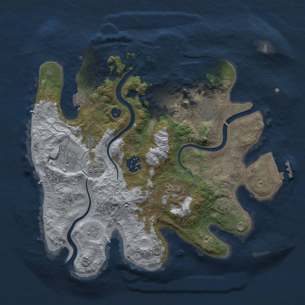 Rust Map: Procedural Map, Size: 3000, Seed: 264213893, 11 Monuments