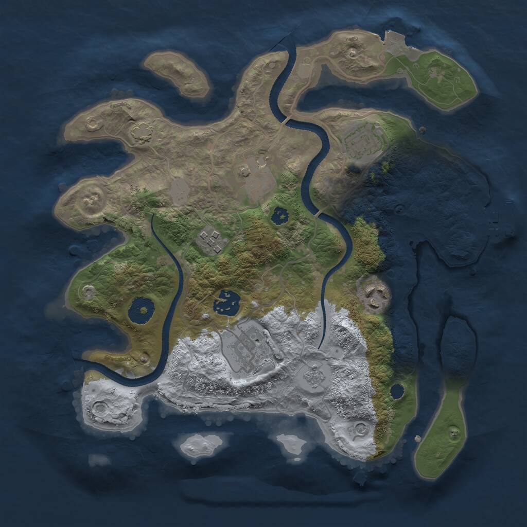 Rust Map: Procedural Map, Size: 3000, Seed: 457931039, 11 Monuments