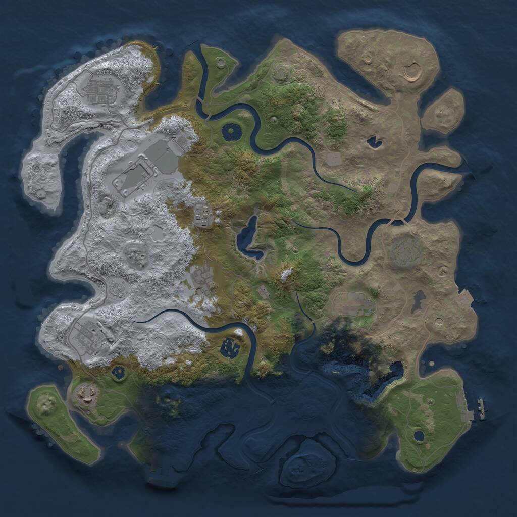 Rust Map: Procedural Map, Size: 4000, Seed: 1850855052, 16 Monuments