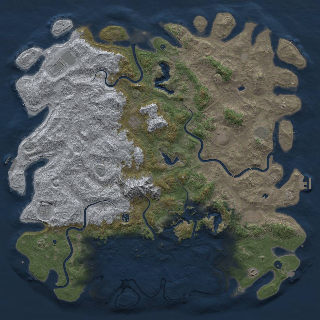Rust Map: Procedural Map, Size: 6000, Seed: 1850855052, 17 Monuments