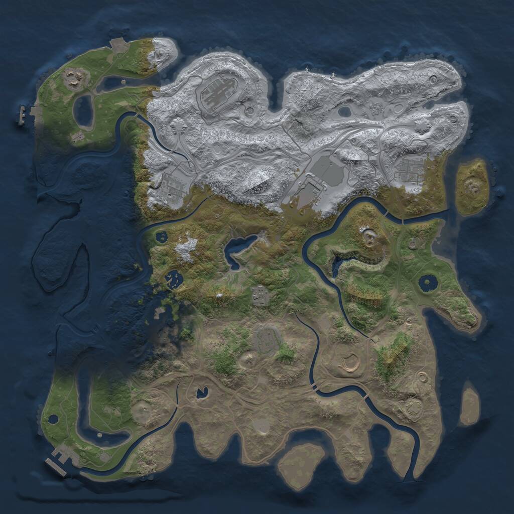 Rust Map: Procedural Map, Size: 4250, Seed: 1828894075, 16 Monuments