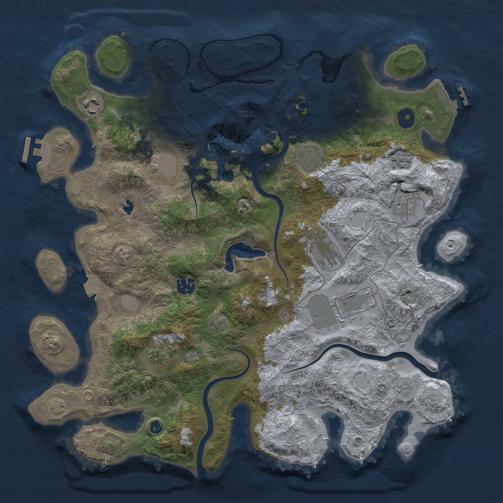 Rust Map: Procedural Map, Size: 4000, Seed: 3939072, 15 Monuments