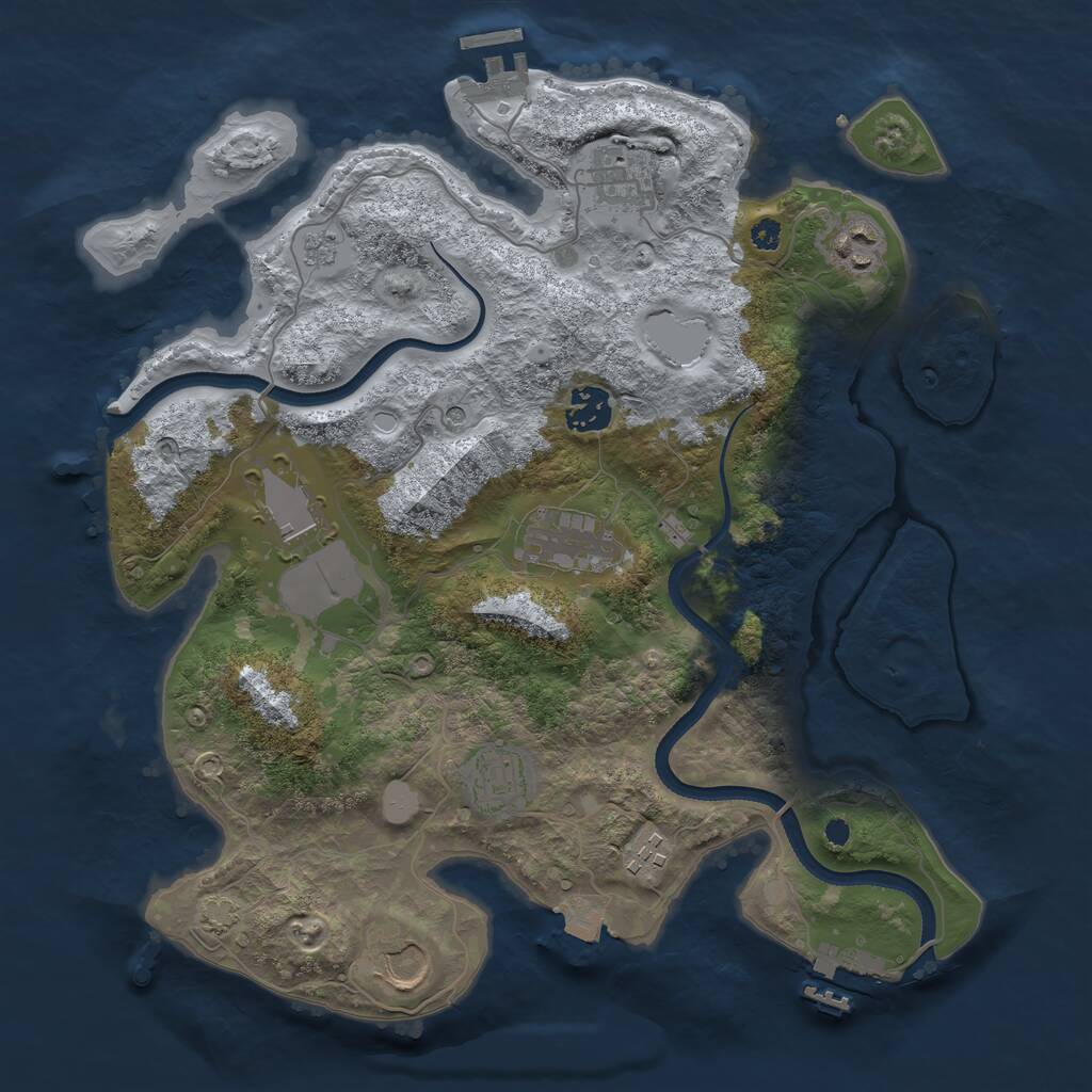 Rust Map: Procedural Map, Size: 3500, Seed: 882329139, 14 Monuments