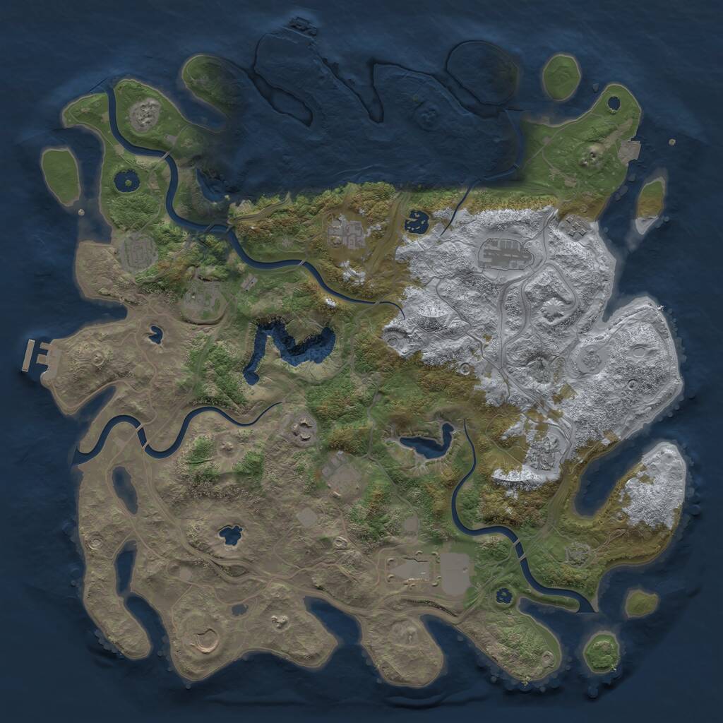 Rust Map: Procedural Map, Size: 4500, Seed: 69787867, 17 Monuments