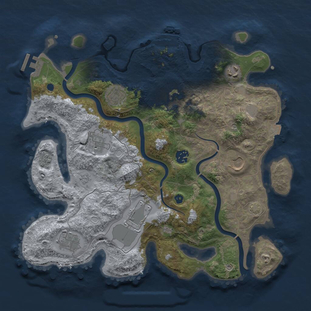 Rust Map: Procedural Map, Size: 3500, Seed: 268057099, 15 Monuments