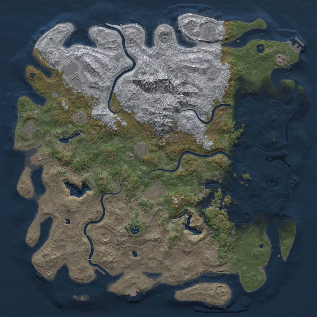 Rust Map: Procedural Map, Size: 5500, Seed: 65489548, 17 Monuments