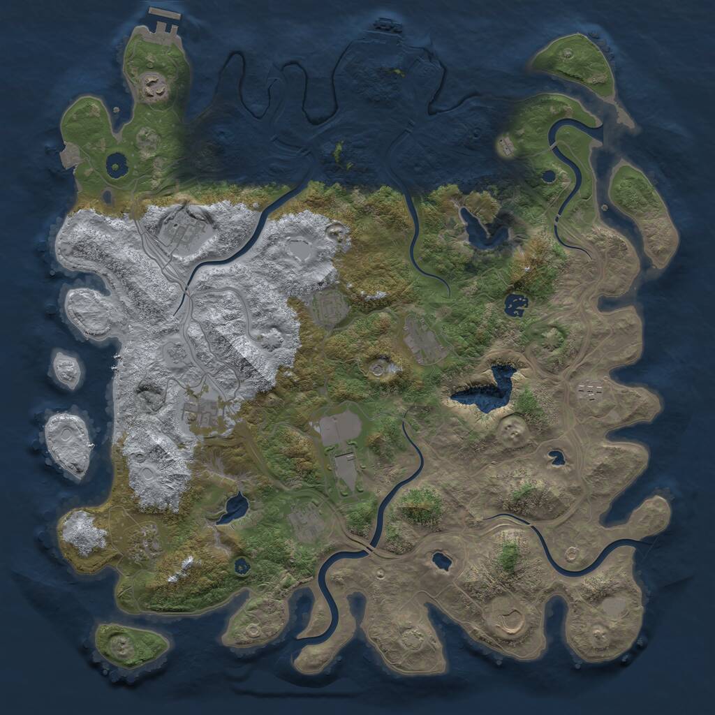 Rust Map: Procedural Map, Size: 4500, Seed: 688946877, 17 Monuments