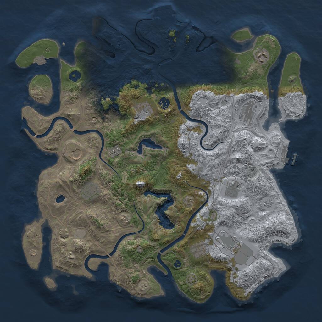 Rust Map: Procedural Map, Size: 4300, Seed: 307873696, 16 Monuments