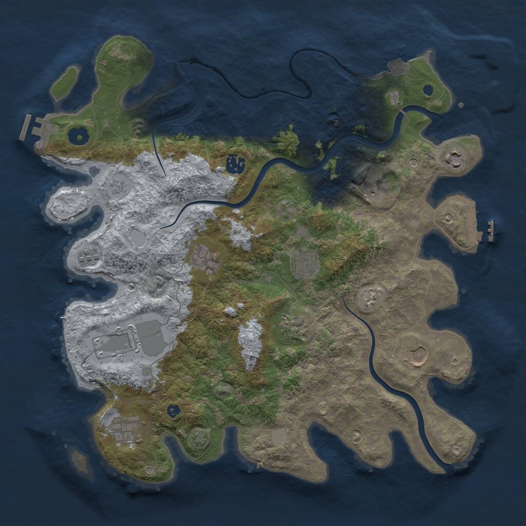 Rust Map: Procedural Map, Size: 3950, Seed: 17662071, 16 Monuments